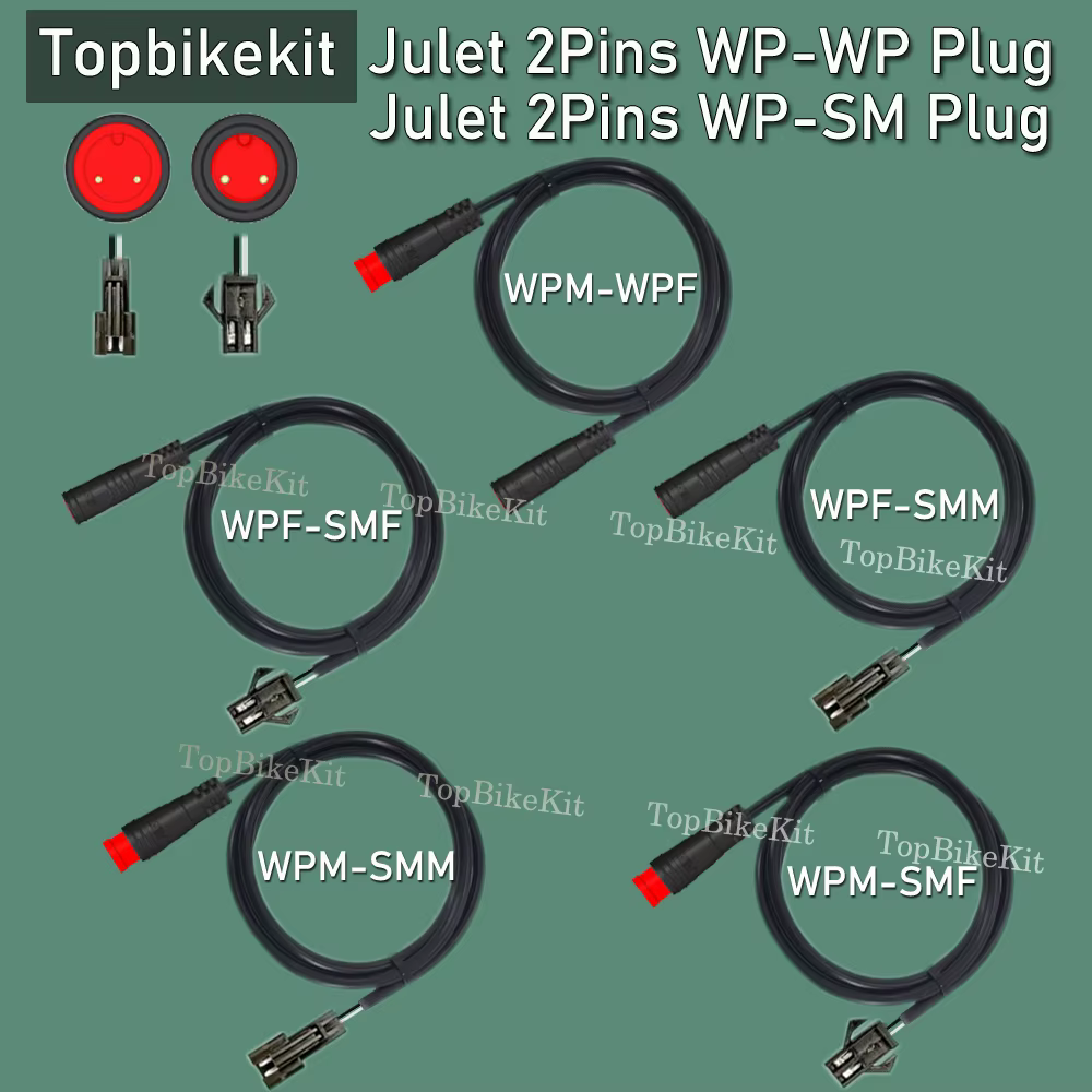 Ebike Julet câble d'extension 2 broches 2P WP-WP WP-SM Julet adaptateur de câble d'extension de prise étanche pour lumière/levier de frein/capteur