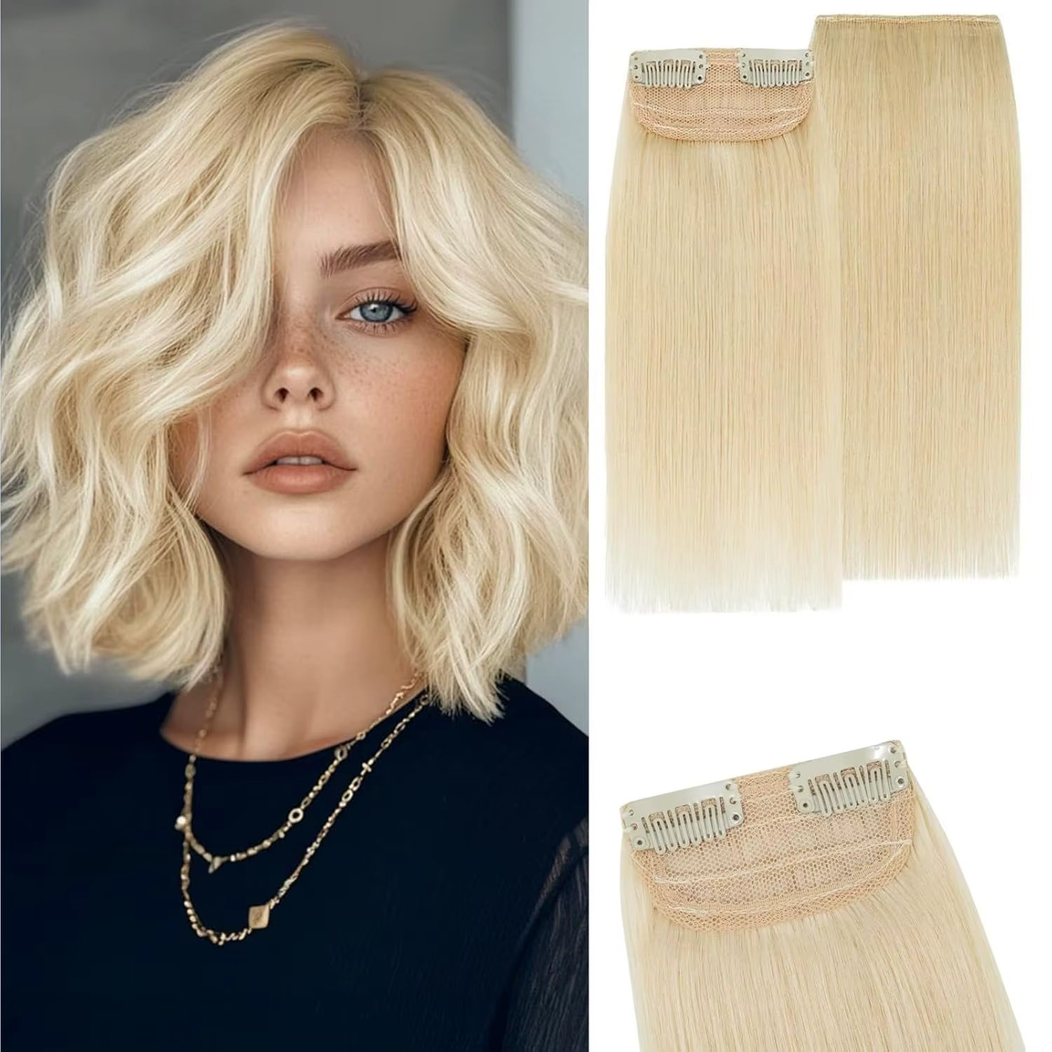 Extensions à clipser en cheveux humains véritables - 5 pièces