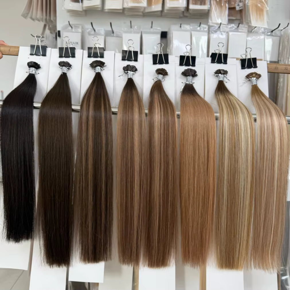 Extensions de cheveux humains à pointe plate en kératine