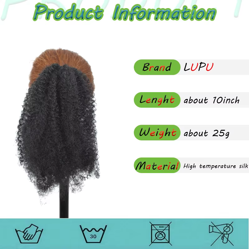 LUPU Kinky Curly Ponytail Clip - en postiche Transformez votre look en quelques secondes Boucles rebondissantes douces pour une ambiance glamour