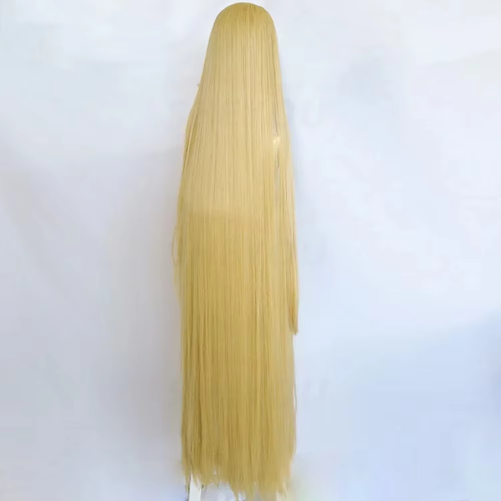 Raiponce Cosplay perruque film emmêlé princesse longue Blonde droite résistant à la chaleur cheveux Halloween Costume jeu de rôle perruques