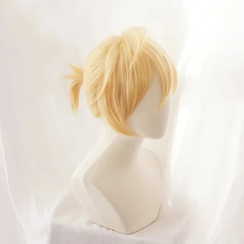 Rin Len Cosplay Rin Len perruque courte blonde résistant à la chaleur cheveux synthétiques Anime