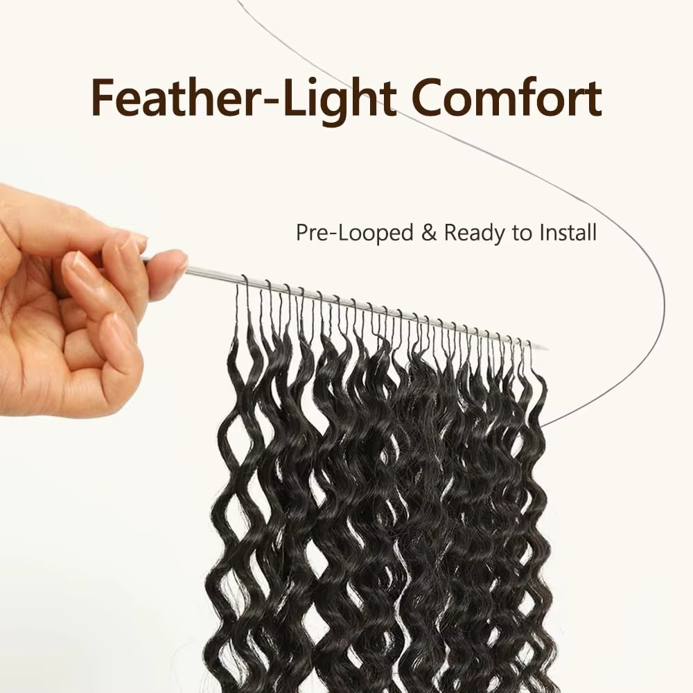 Extensions de cheveux humains au crochet pré-bouclées 60g