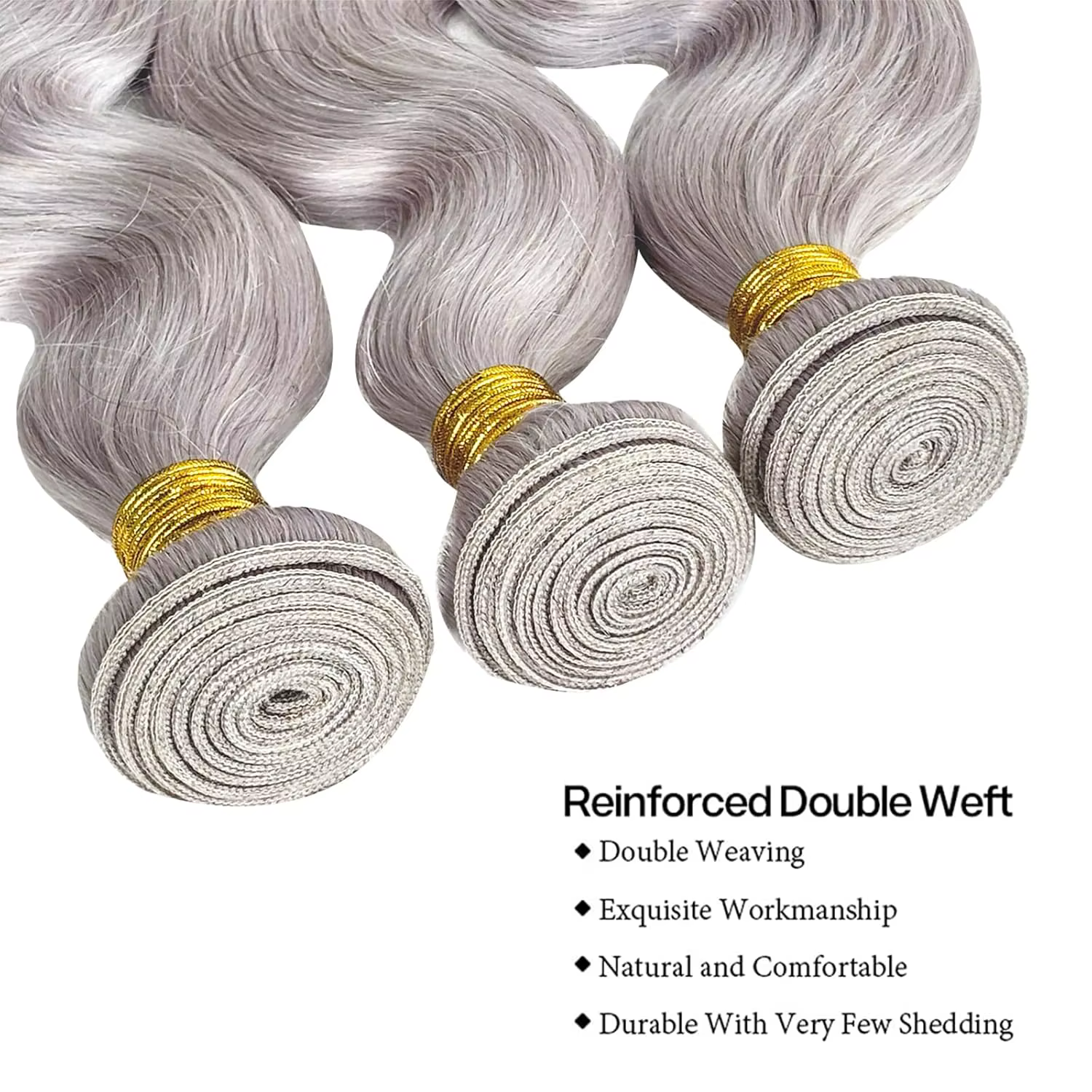 Tissage en lot 100% naturel Body Wave gris argenté