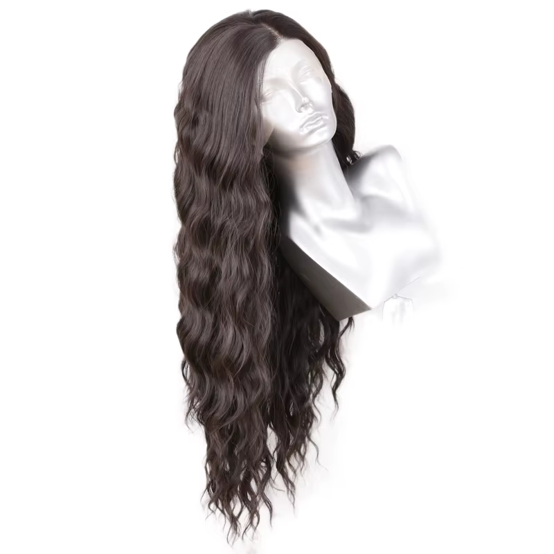 Perruque Lace Front Wig synthétique ondulée brune 13x4