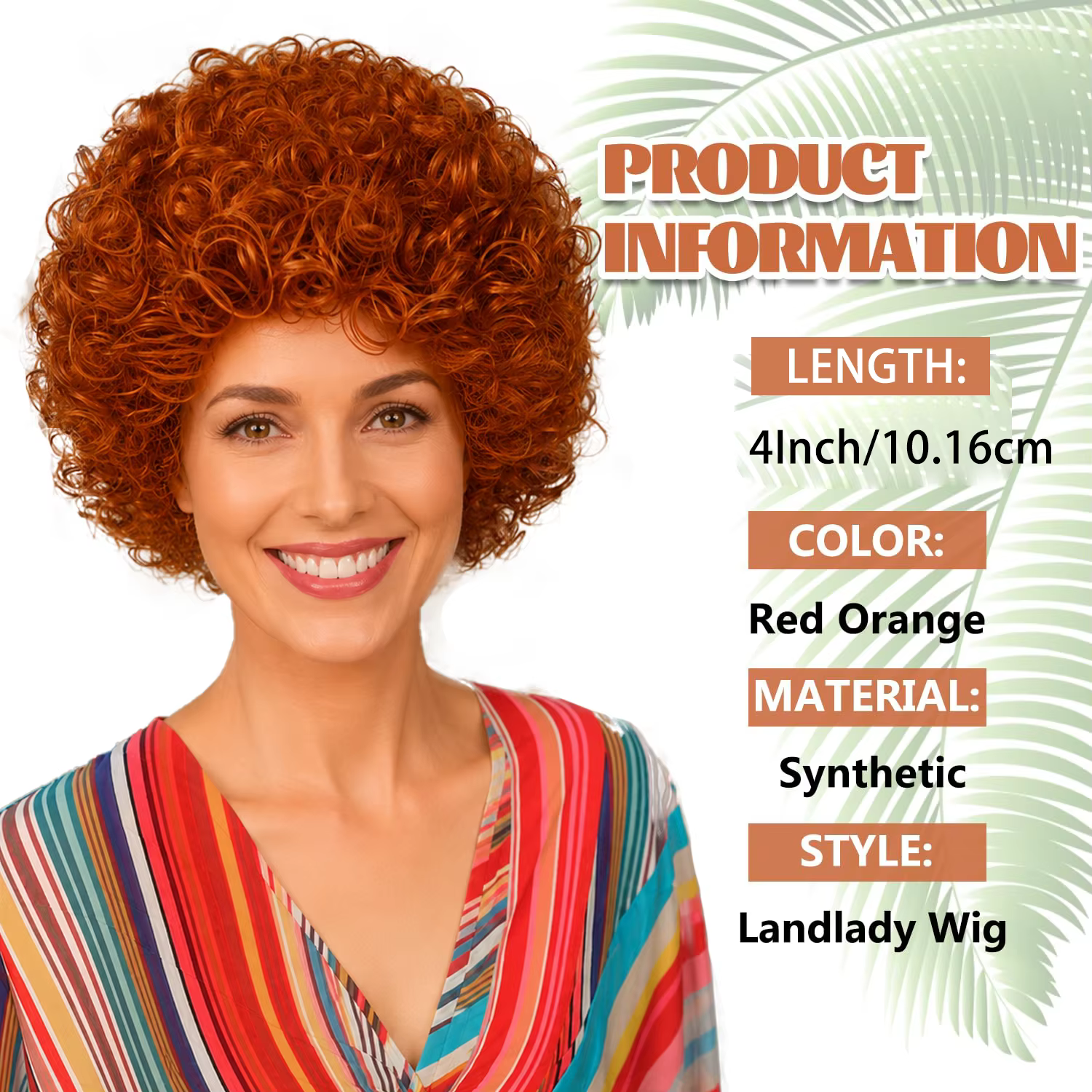 Perruque synthétique rouge orangé pour femme