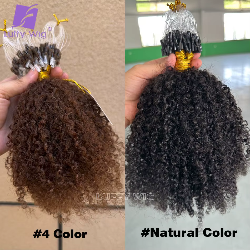 Double proximité Wn Afro Kinky Curly Micro Links Extensions de Cheveux Humains
