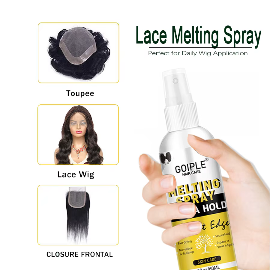 GOIPLE Colle adhésive imperméable pour perruque, spray de fixation extra forte, avec bâton de cire capillaire et gel de contrôle des bords, kit d'installation de perruque