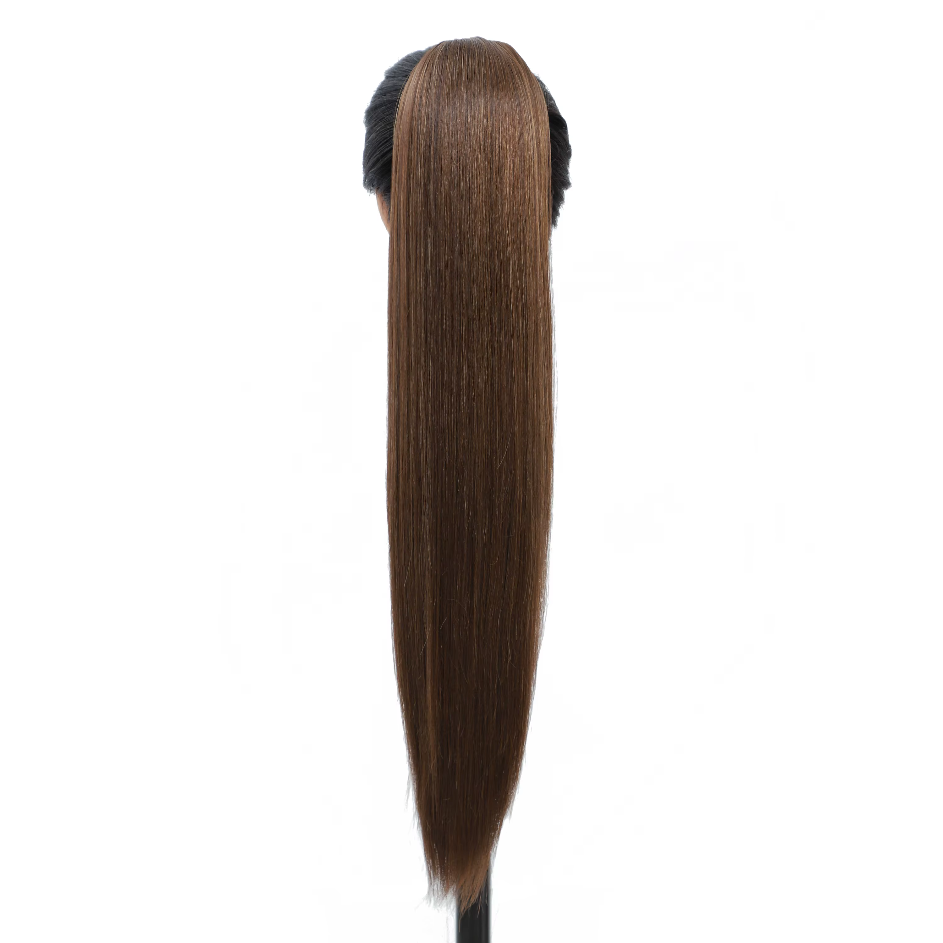 28 pouces queue de cheval droite Blonde 27/613 Extensions de cheveux avec Clips Ombre brun cordon coloré Bio haute température synthétique