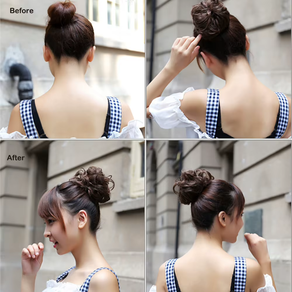 Jeedou cheveux synthétiques Extension de Chignon en désordre ébouriffé Updo bouclés