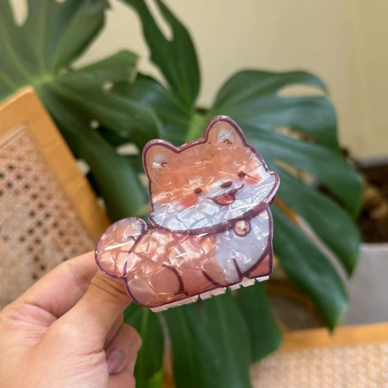 1pc nouveau dessin animé cheveux bouclés amour Chai chien corgi chiot acrylique pince