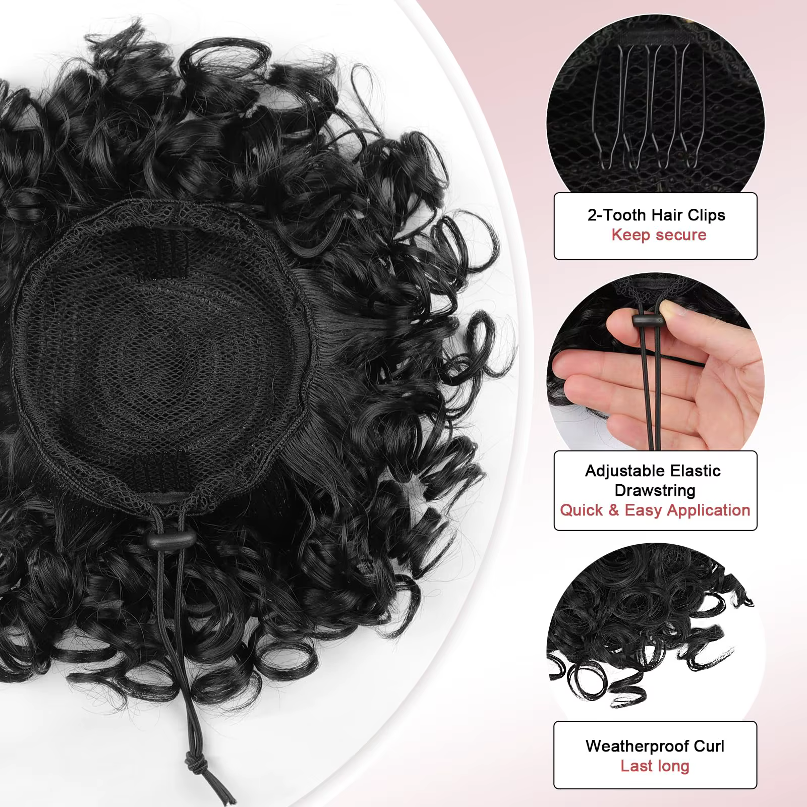 Grands chignons bouclés avec cordon élastique