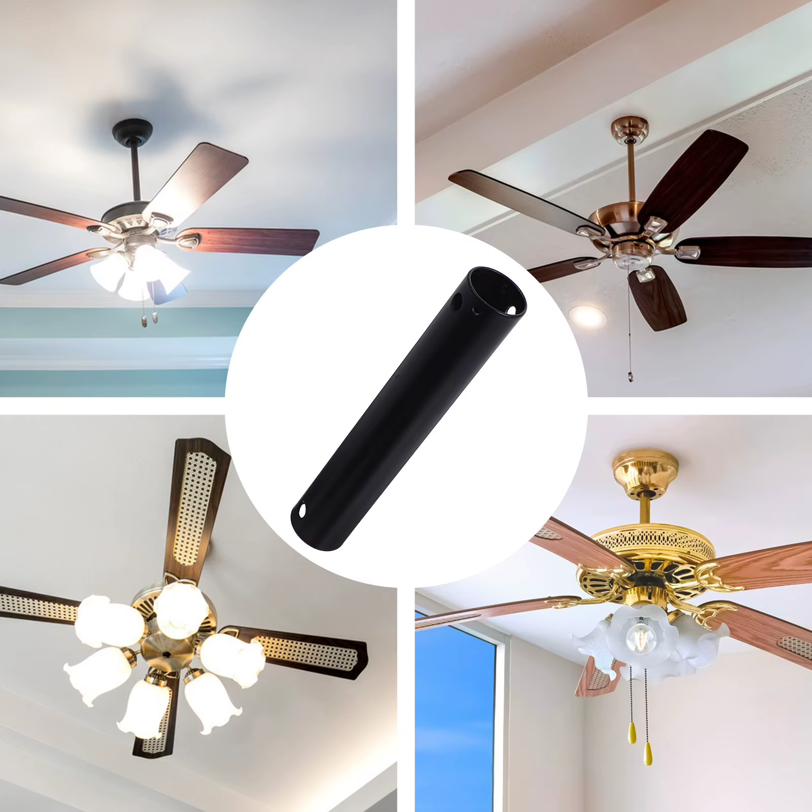 Tige d'extension de ventilateur de plafond universelle de 150 mm, en fer, robuste, pour suspension de ventilateur et luminaire, idéale pour les ventilateurs de plafond hauts