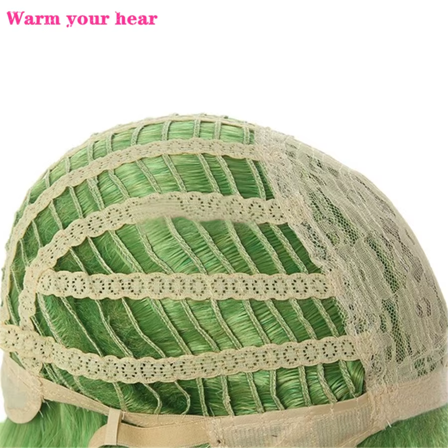 Perruque de Cosplay longue de 55cm avec faux cuir chevelu vert