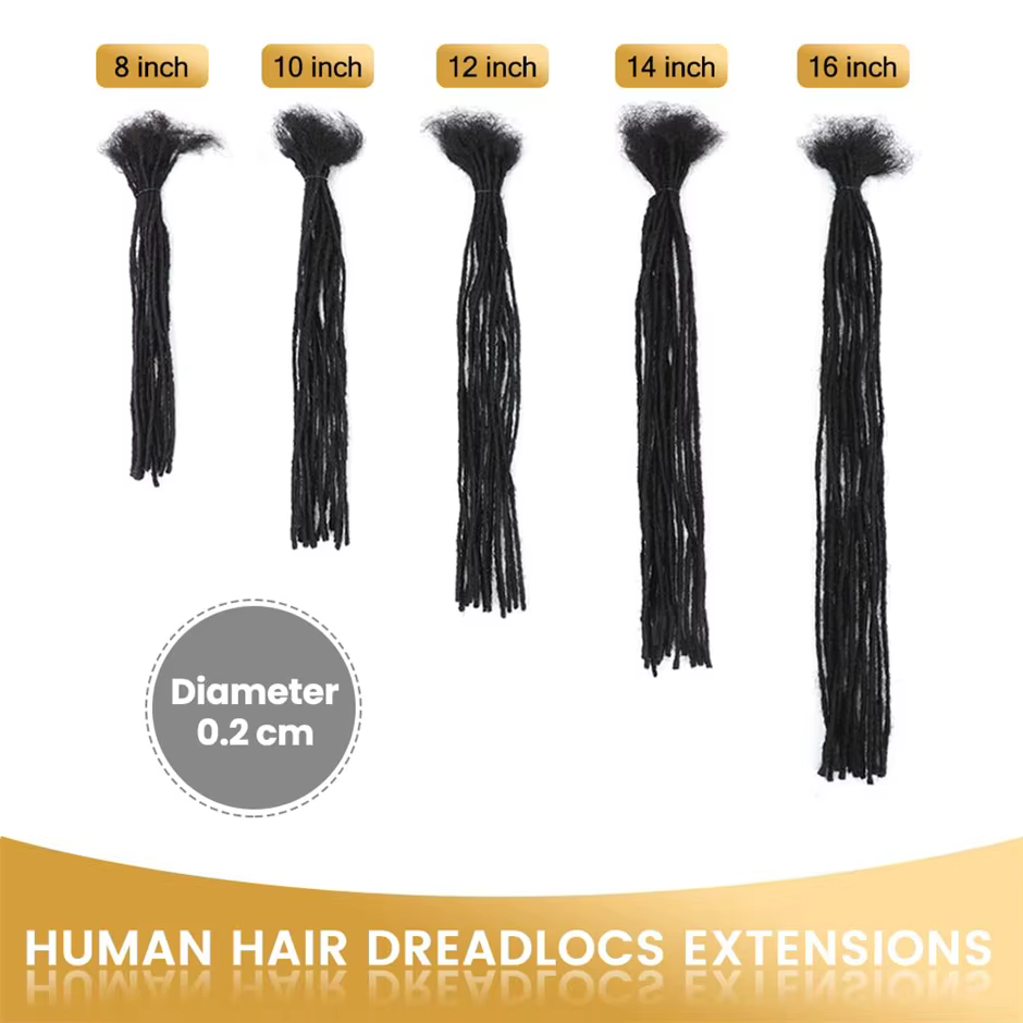 Extensions de cheveux 100% naturels Dreadlock Microlocs 0.2cm