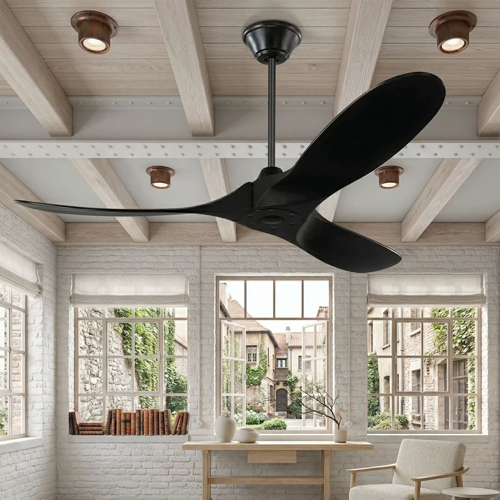 Tige de suspension pour ventilateur de plafond de 10 cm à 50 cm, diamètre 1 pouce, noir mat, tige d'extension universelle pour ventilateurs de plafond