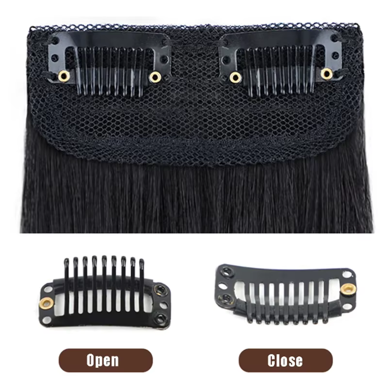 Extension capillaire synthétique courte et lisse, 10cm, doublure de cheveux Invisible, couverture latérale supérieure, postiche pour femmes