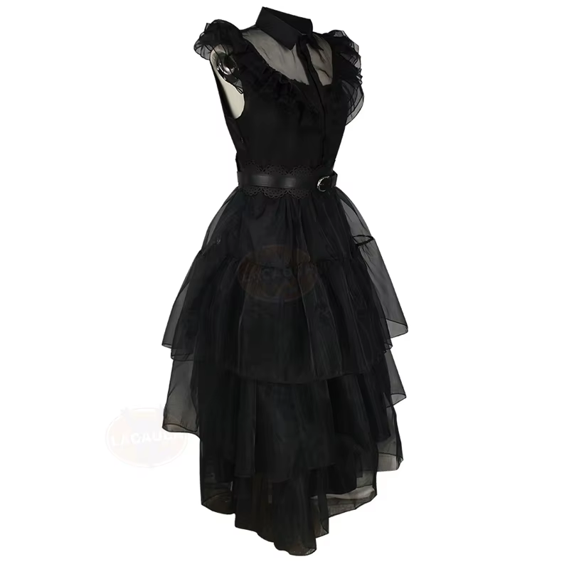 Mercredi addams Robe Perruque wednesday