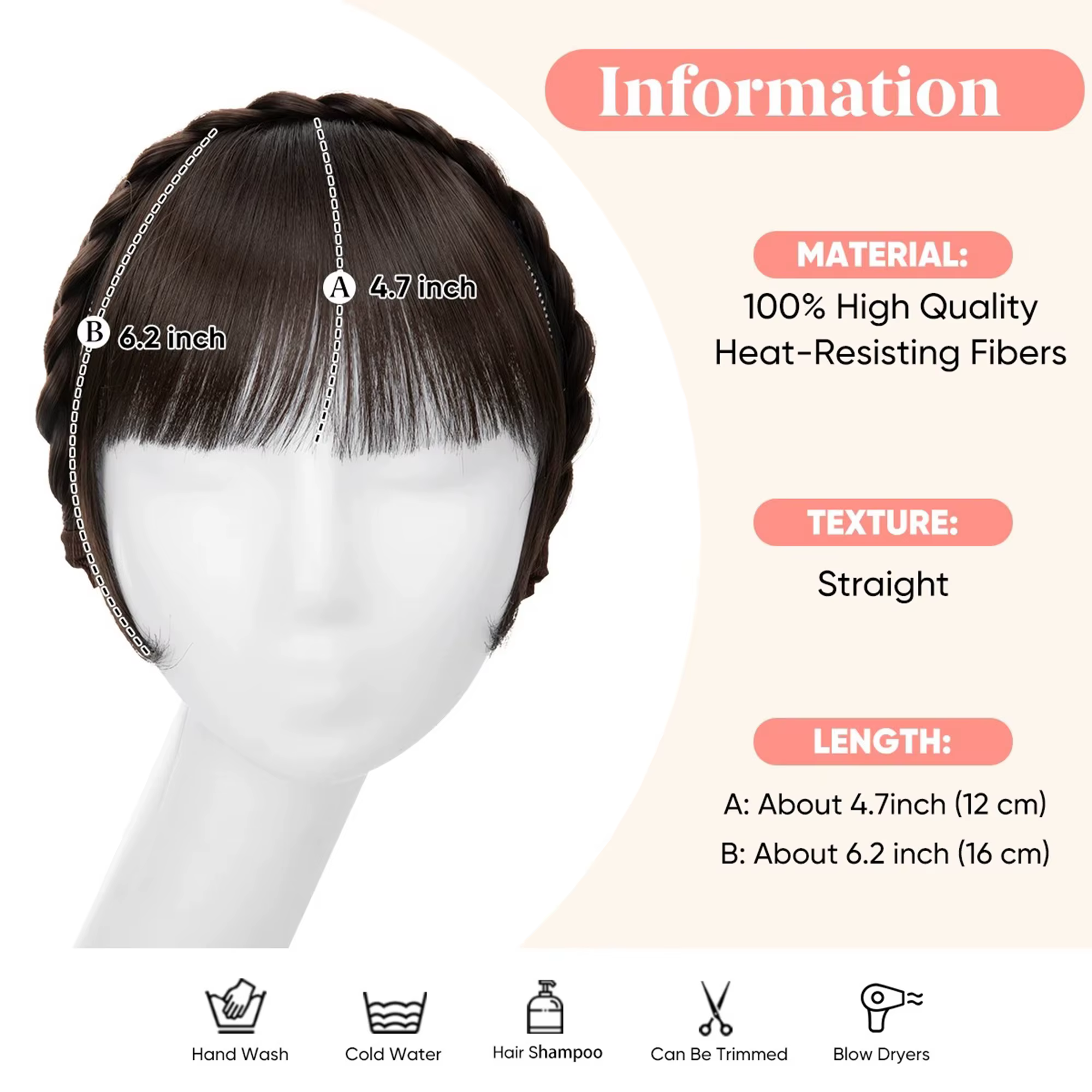 Extensions de franges synthétiques à bandeau