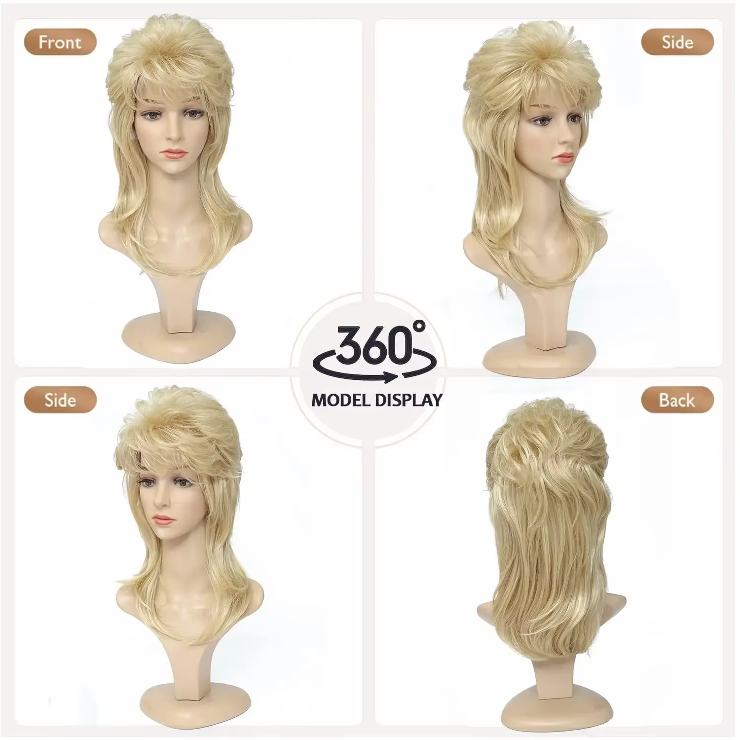 Perruques mulet pour femmes Joe Dirt Emo perruque 80s 90s Costumes fantaisie accessoire de fête Cosplay