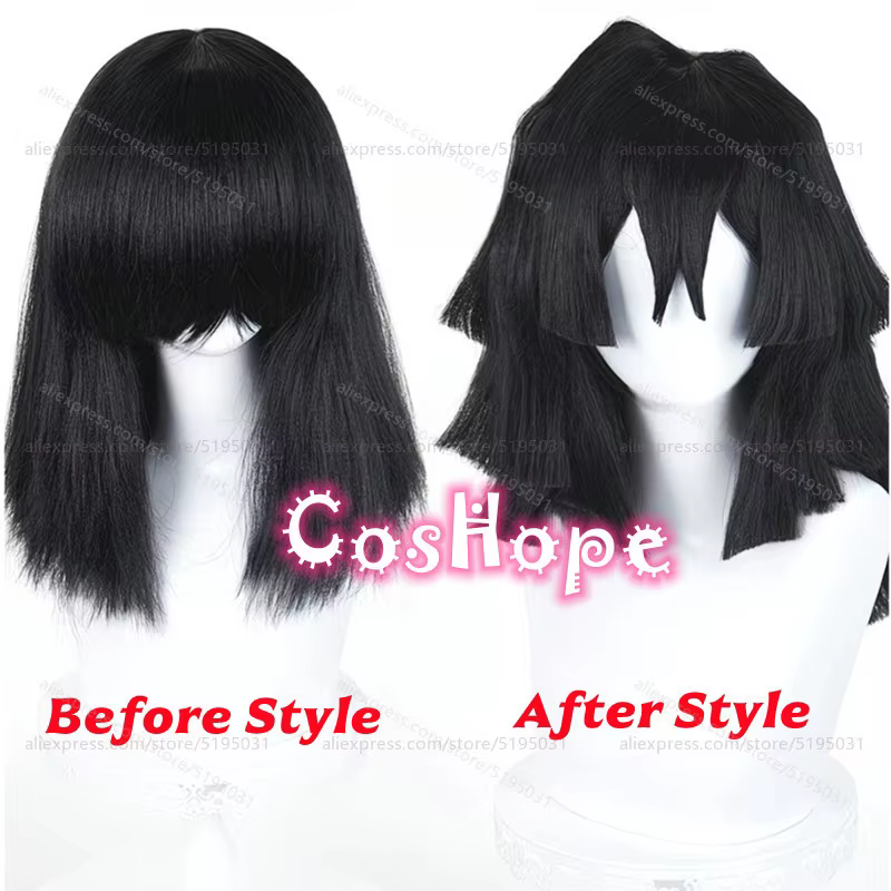 Iguro Obanai Cosplay perruque 40 cm courte