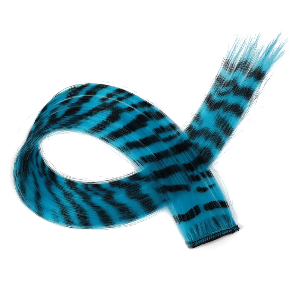 Extensions capillaires synthétiques colorées à clips imprimés à rayures