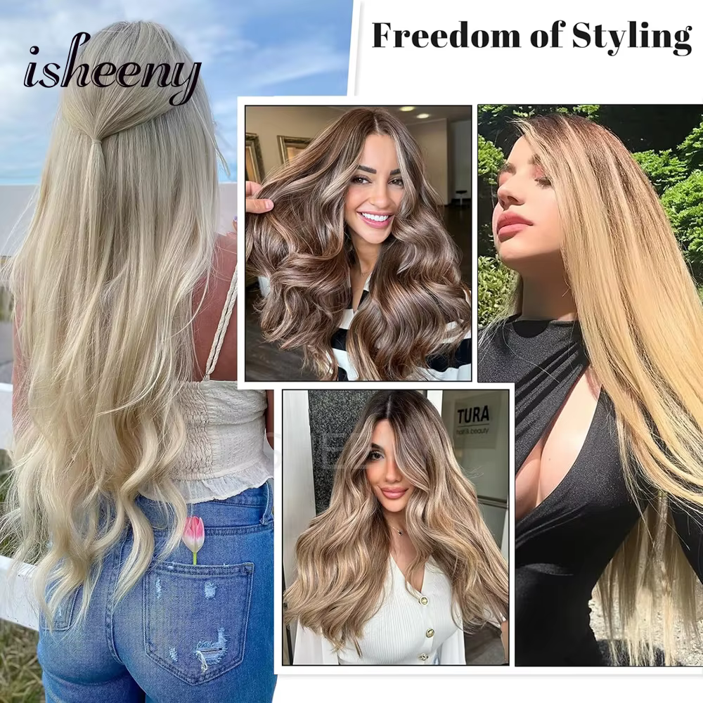Extensions de cheveux humains à clipser de 12 à 20 pouces
