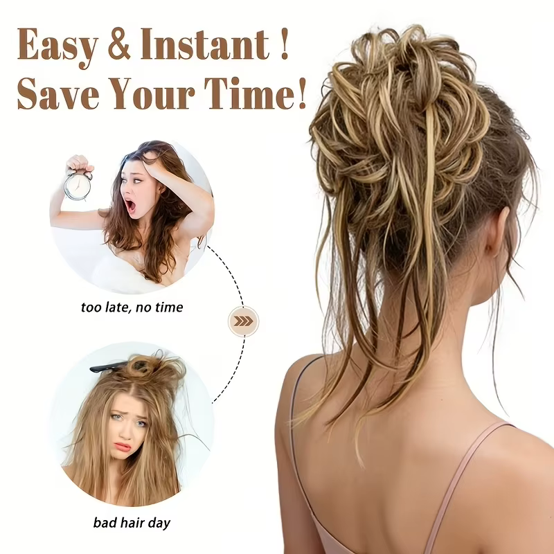 Perruque synthétique, extension de cheveux longs bouclés