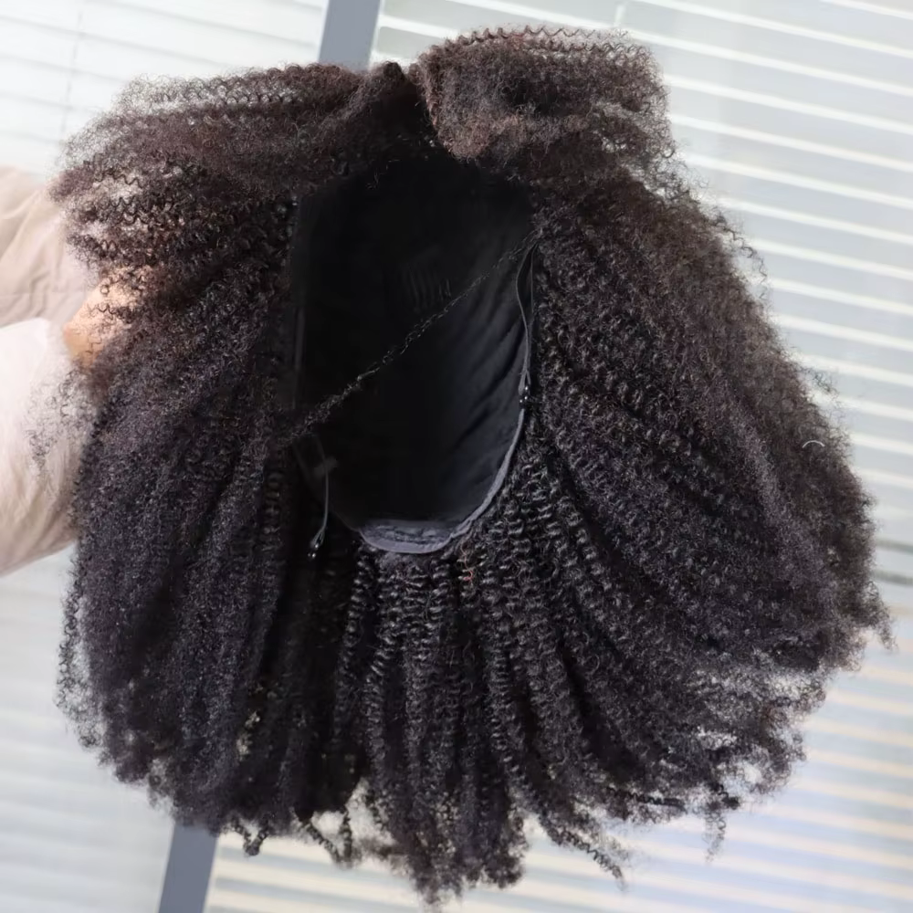 Perruque de cheveux humains longs bouclés 4C