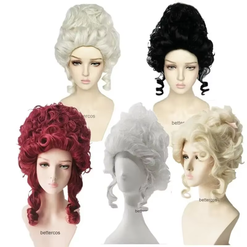 Perruque de Cosplay Marie Antoinette princesse moyenne bouclée perruques de cheveux résistants à la chaleur