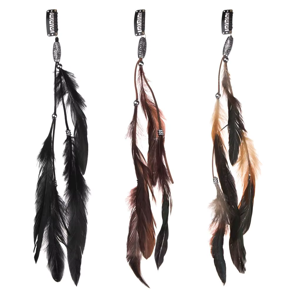 Pinces à cheveux en plumes colorées pour femmes