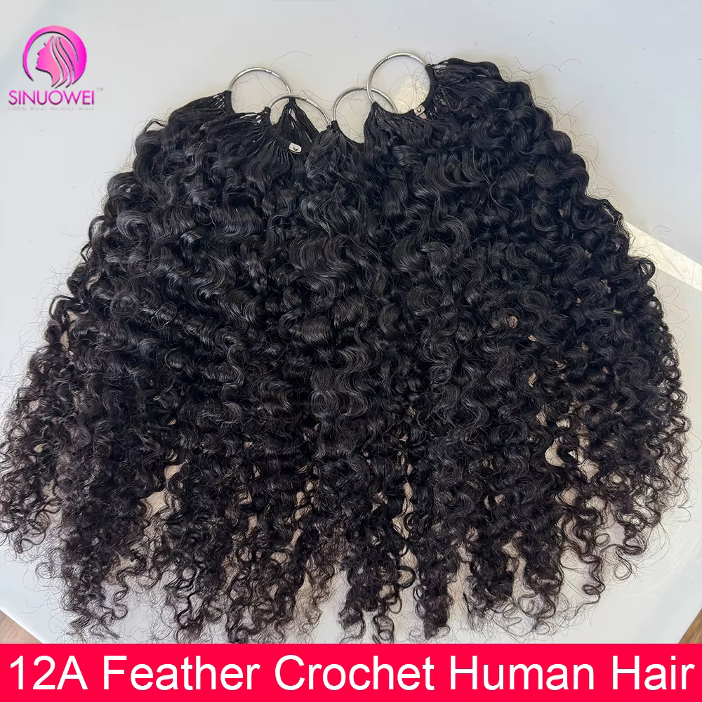 Extensions de cheveux bouclés en plumes birmanes couleur noir naturel 12A