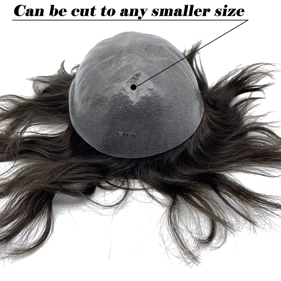 Toupet hommes capillaire prothèse perruque homme 0.06mm peau complète réel cheveux humains perruques courtes morceau