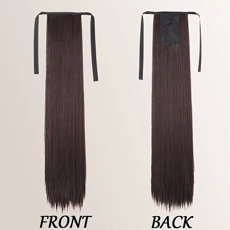 Extensions de cheveux synthétiques longues à nouer en queue de cheval