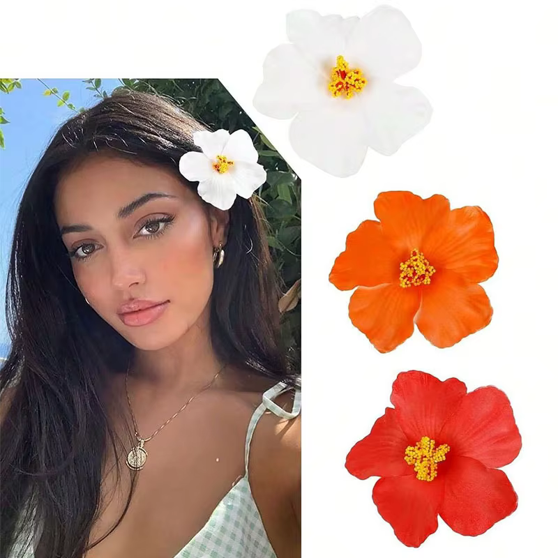 Pince à cheveux fleur hawaïenne pour femmes filles romantique bohème