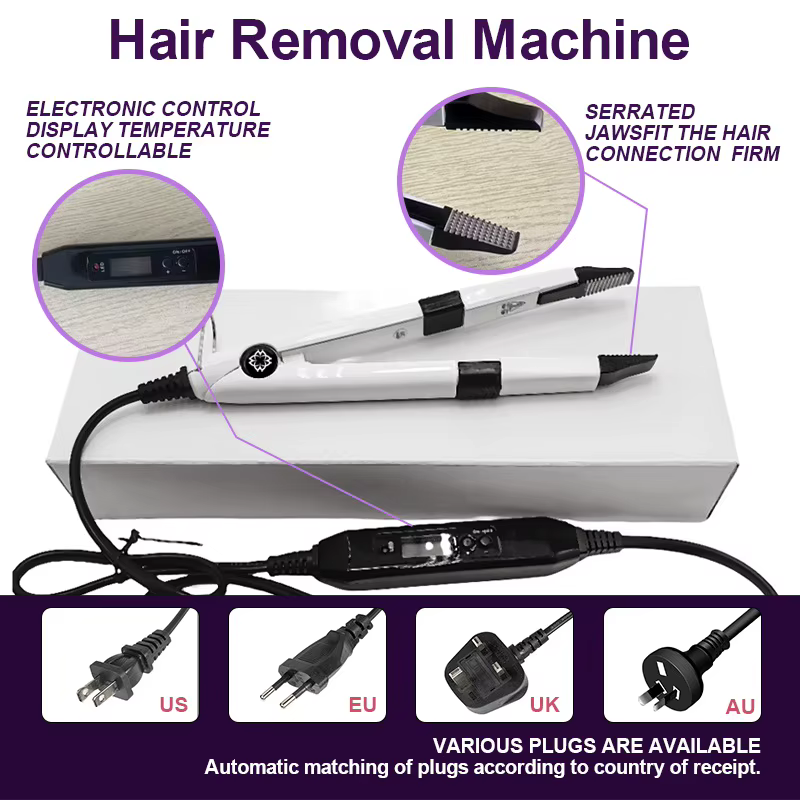 Kit Complet d'Extensions Capillaires UV 2025 Original avec Colle UV Longue Durée et Machine de Retrait - Outils de Coiffure Professionnels pour Salon