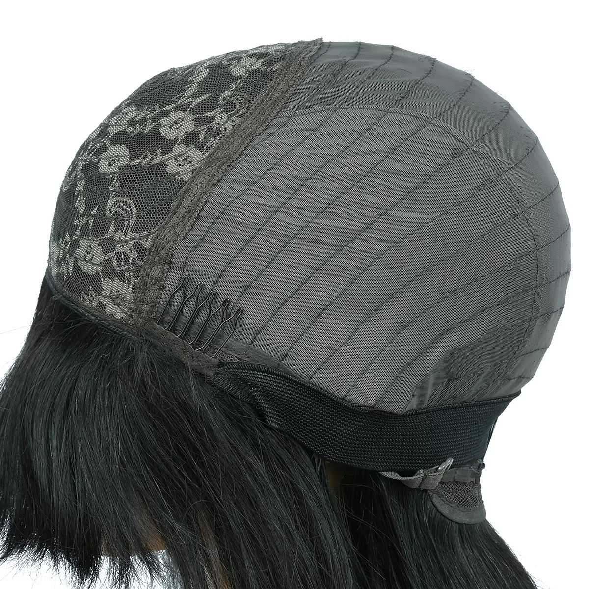 Perruque en cheveux humains lisses Omber avec frange