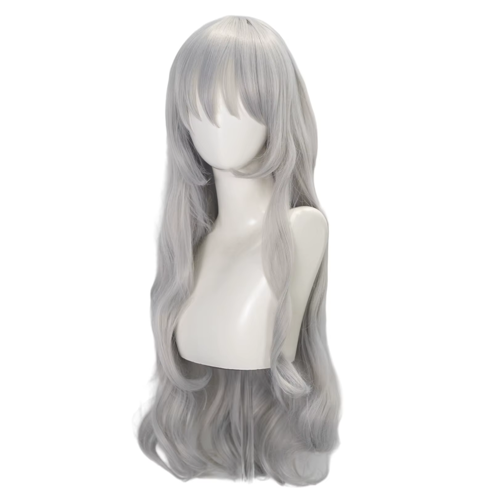 Argalia Cosplay perruque 77 cm Anime fille argent longue bandeau bouclé avec frange perruques synthétiques Halloween fête Costume accessoires