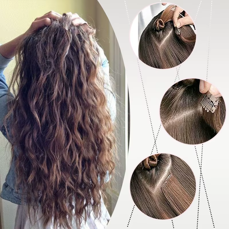Extensions de cheveux synthétiques ondulés de 24 pouces