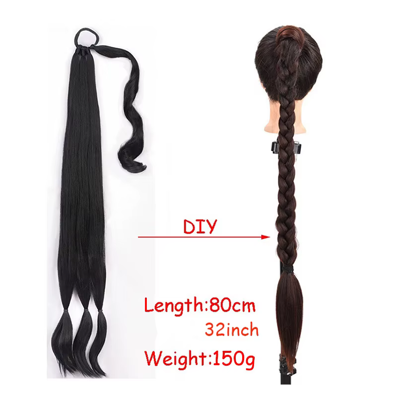 Extension de queue de cheval tressée synthétique avec attache de cheveux pour femme – Tresses torsadées DIY