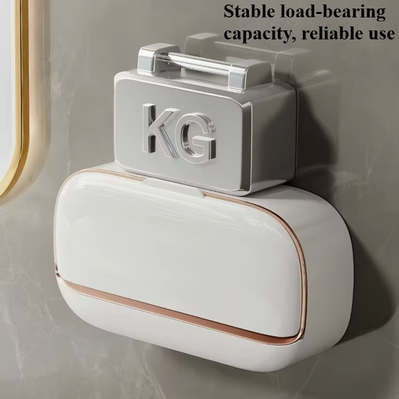Élégante porte-savon mural avec drainage, sans perçage, boîte de rangement haut de gamme pour salle de bain, porte-savon, support pour savon en barre