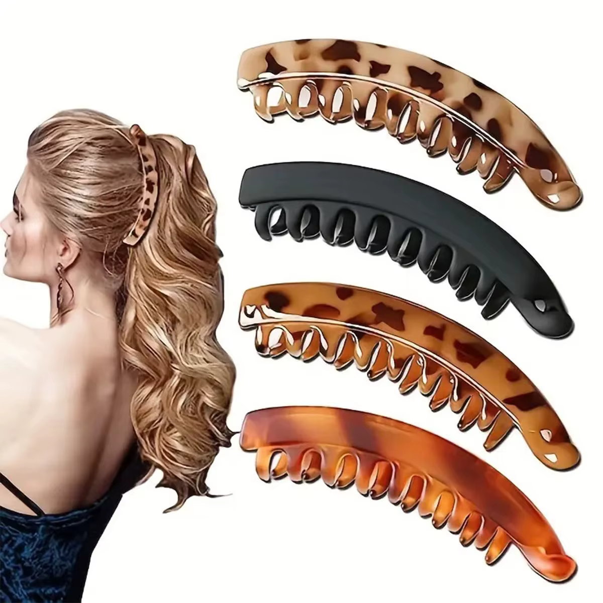 Pince à cheveux banane en forme de poisson