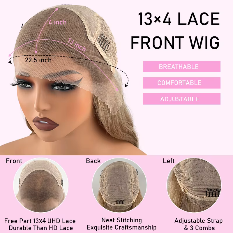 Byluxurious mettre en évidence cendré Mica gris droite 100% perruque de cheveux humains 13x 6/5x5 sans colle prêt à