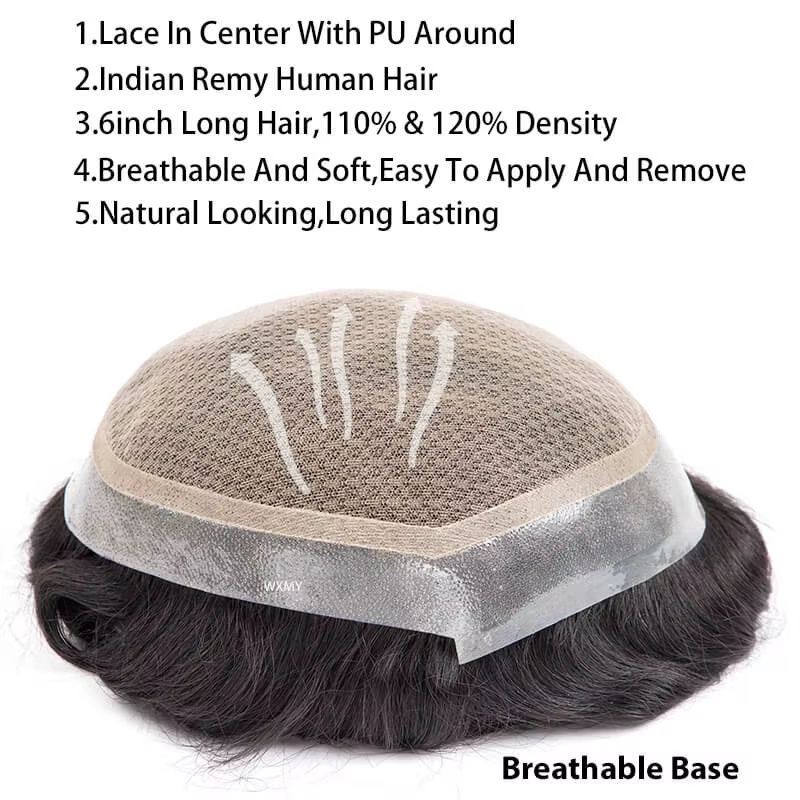 Perruque de toupet pour homme
