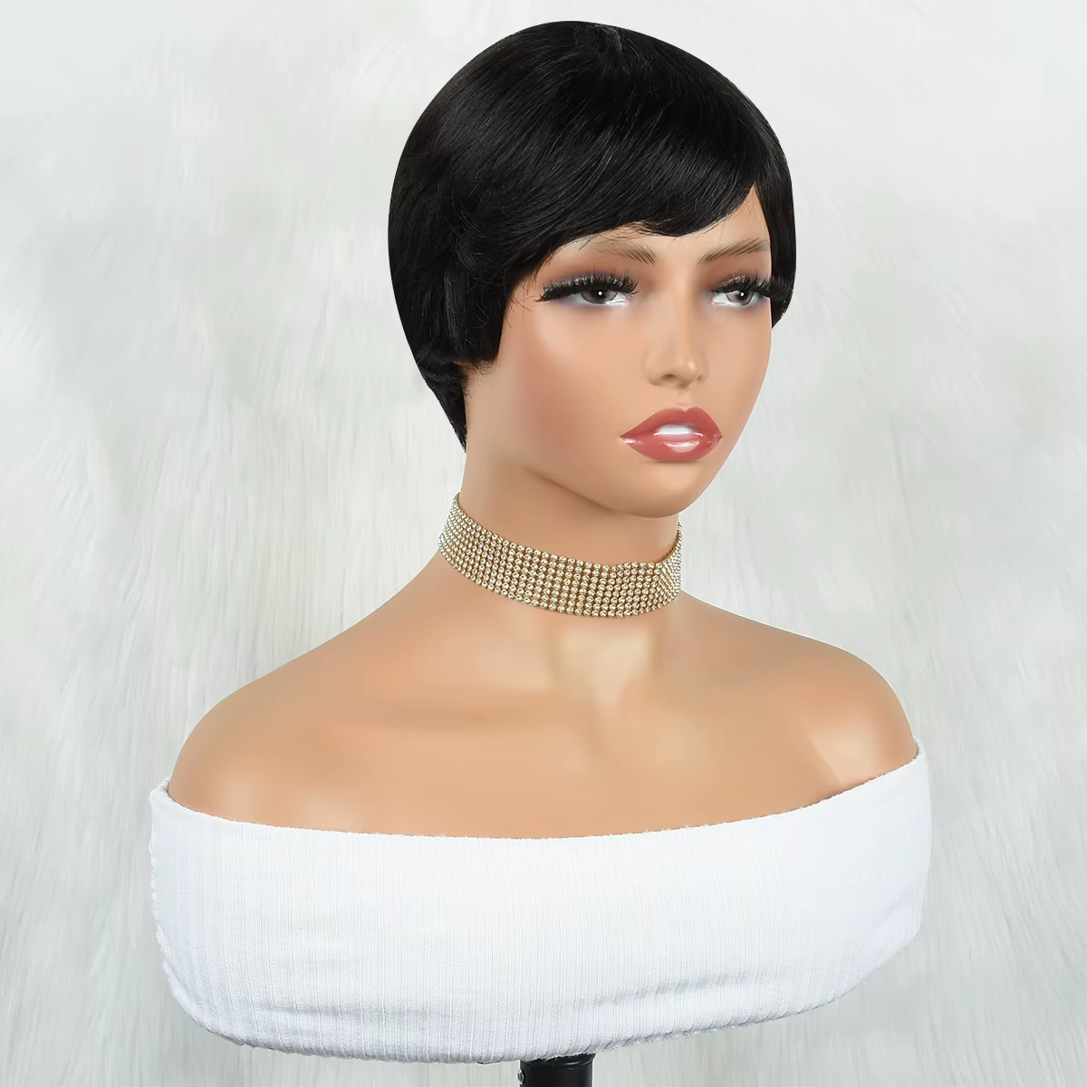 Perruque de Cheveux Humains Courts et Lisses, Coupe Pixie, Faite à la Machine, Bon Marché, pour Femme