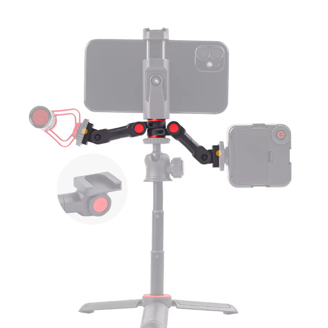 Adaptateur de montage de chaussure froide rotatif avec vis 1/4 ", double support de barre d'extension de chaussure froide pour appareil photo, téléphone, lumière LED, Microphone