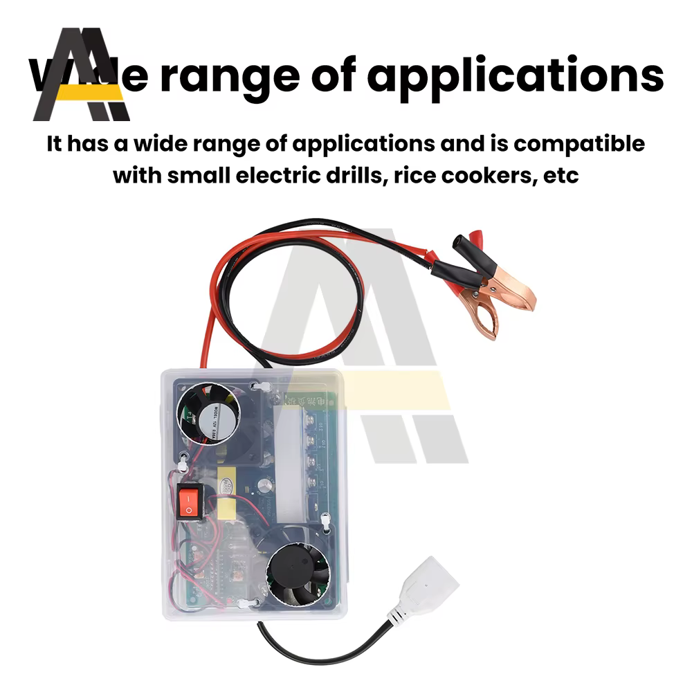 Module onduleur 500W DC 12-14.5V vers AC 220V avec ventilateur de refroidissement et interrupteur de sécurité pour petits outils électriques et cuiseurs à riz électriques