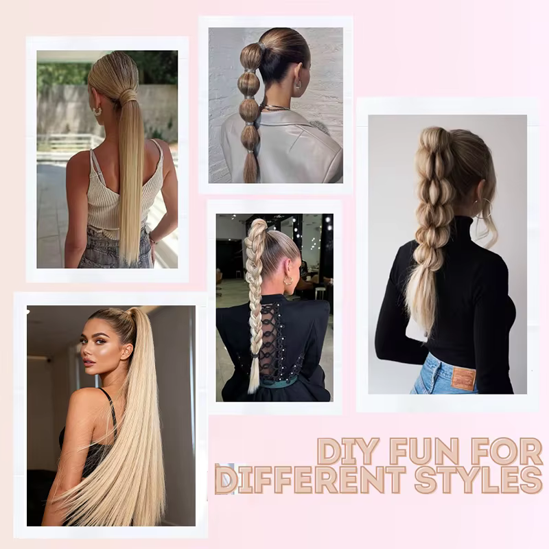 Extension de cheveux synthétiques longs et raides pour femmes