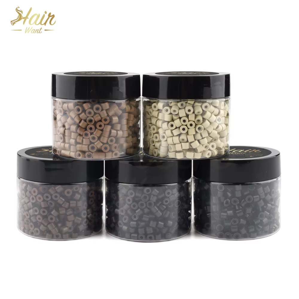 Perles micro-liens en silicone de 4 mm (1000 pièces) pour extensions de cheveux invisibles à coudre