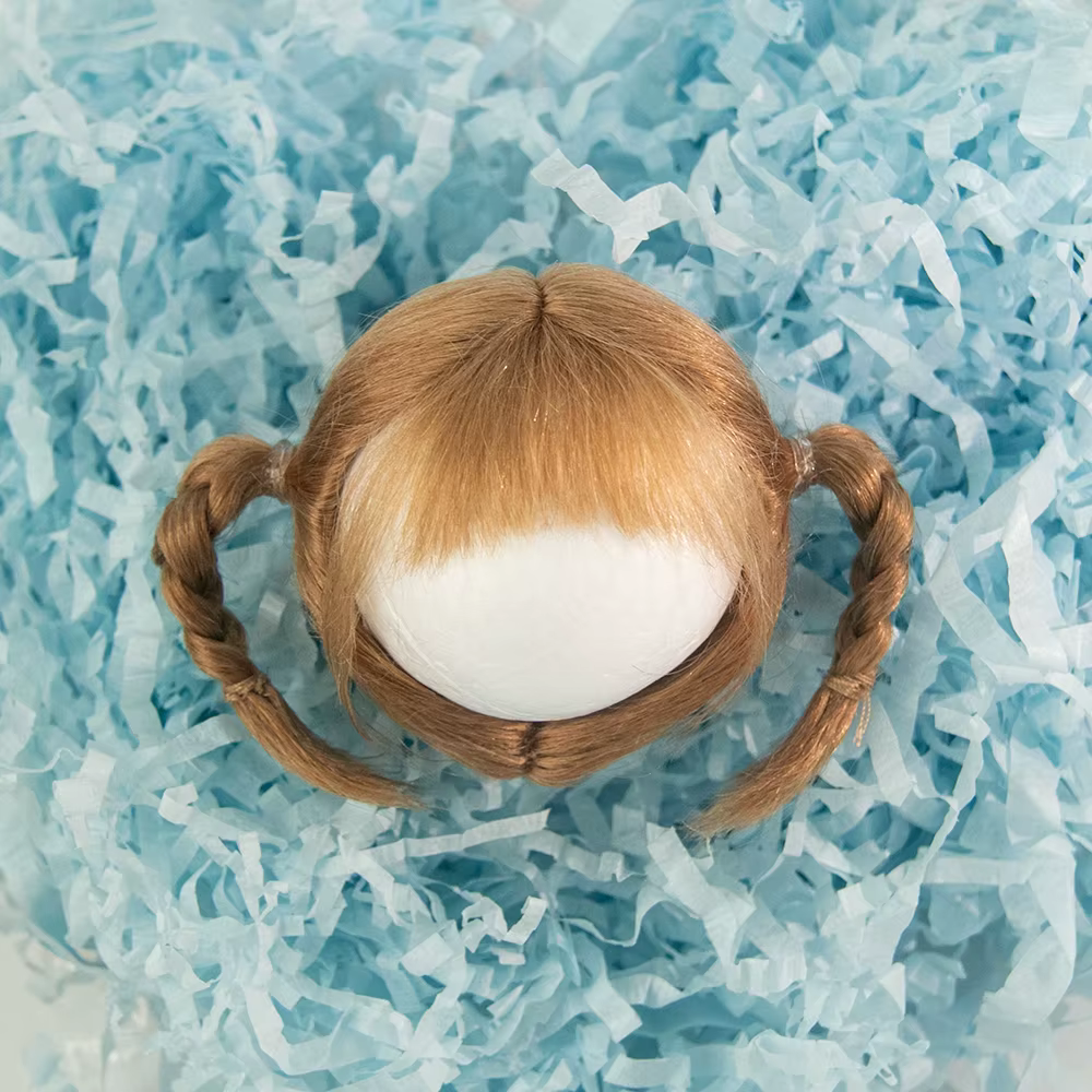Queue de cheval cheveux étudiant chignon mignon tressé frange mohair mi-attaché doux perruque updo pour Ob11 1/8 1/12 BJD poupée accessoires 5-6 pouces